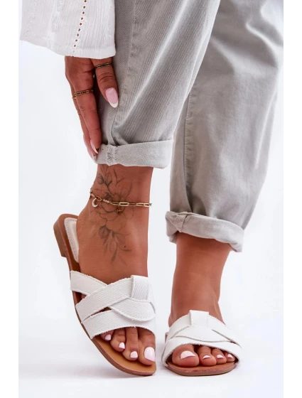 Dámske papuče / žabky W-112 / 183490 White with beige - Joia