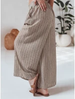 dámské pruhované kalhoty s širokými nohavicemi hnědé Dstreet model 21988972 - FashionStreet