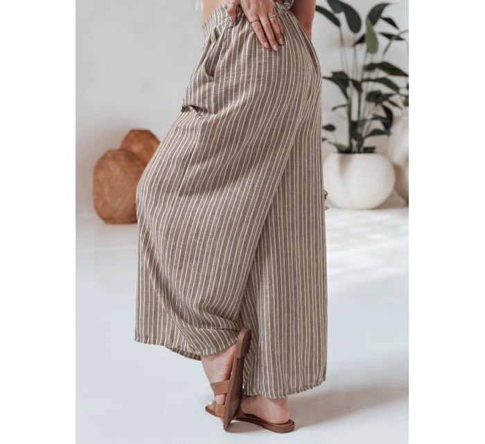 dámské pruhované kalhoty s širokými nohavicemi hnědé Dstreet model 21988972 - FashionStreet