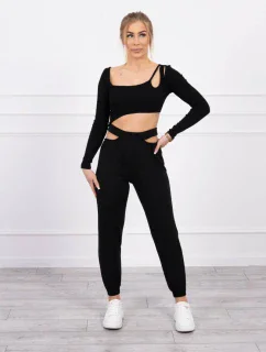 Souprava s halenkou černá