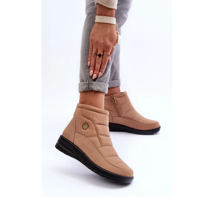 Śniegowce Damskie Ocieplane Beżowe Helis