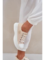 Damskie Trampki Na Masywnej Podeszwie Big Star NN274127 Beżowe Damskie Trampki Na Masywnej Podeszwie Big Star NN274127 Beżowe