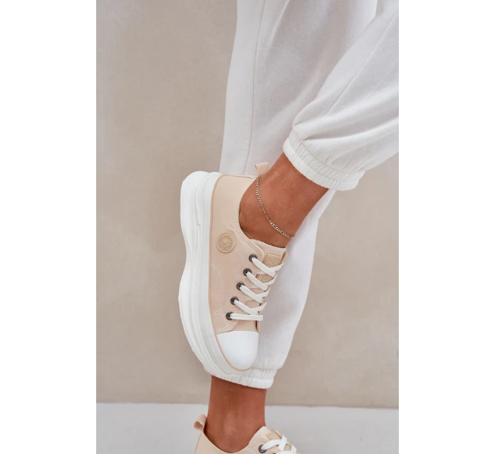 Damskie Trampki Na Masywnej Podeszwie Big Star NN274127 Beżowe Damskie Trampki Na Masywnej Podeszwie Big Star NN274127 Beżowe