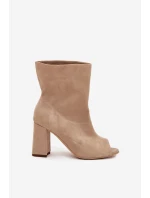 Semišové Boty Na Podpatku S  Béžové Zazoo model 21704113 - Boto