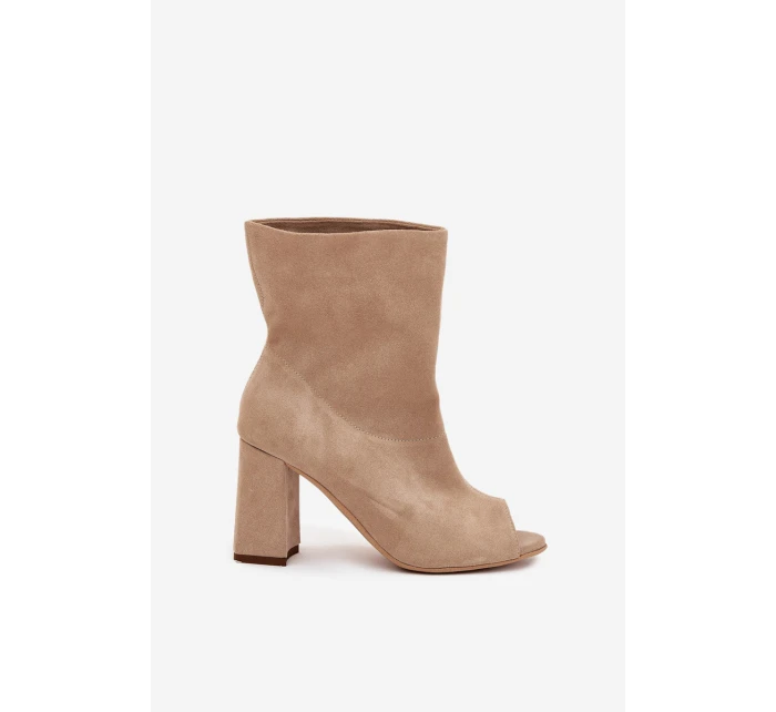 Semišové Boty Na Podpatku S  Béžové Zazoo model 21704113 - Boto
