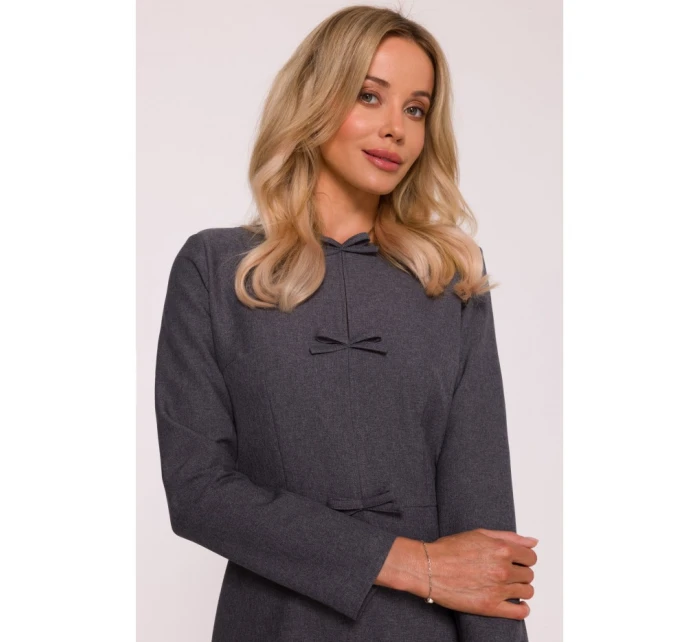 model 21319075 Šaty s mašlemi šedé - STYLOVE model 21319075 Šaty s mašlemi šedé - STYLOVE