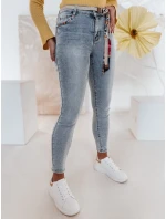 Dámské úzké džínové kalhoty s páskem modré Dstreet model 21985484 - FashionStreet