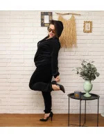 Čierna dámska tepláková súprava plus size s kapucňou na zips (8216)