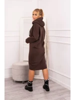 Šaty s kapucí a bočním rozparkem hnědé Šaty s kapucí a bočním rozparkem hnědé