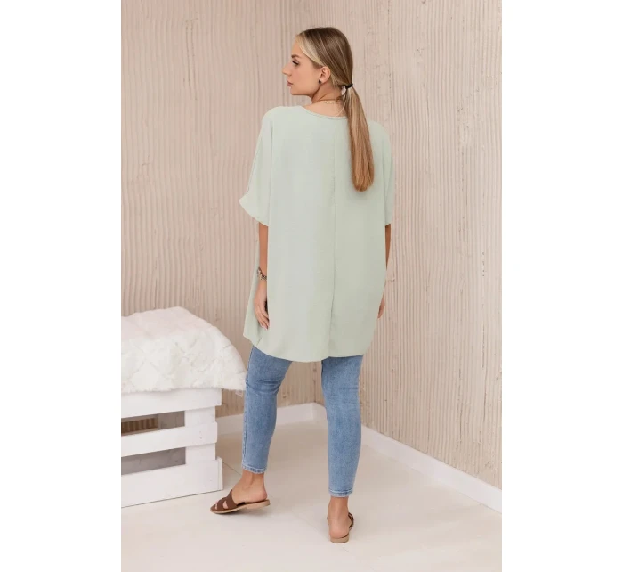 Nadrozmerná blúzka s príveskom mätovej farby Nadrozmerná blúzka s príveskom mätovej farby