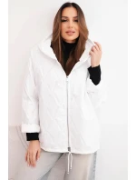 Dámska jarná prešívaná bunda s kapucňou a zipsom biela