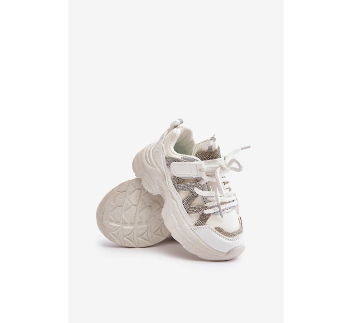 Dětské tenisky se zirkony bílé model 21672916 - Boto Dětské tenisky se zirkony bílé model 21672916 - Boto