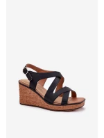 Sandały Damskie Na Koturnie Sergio Leone SK223 Czarne