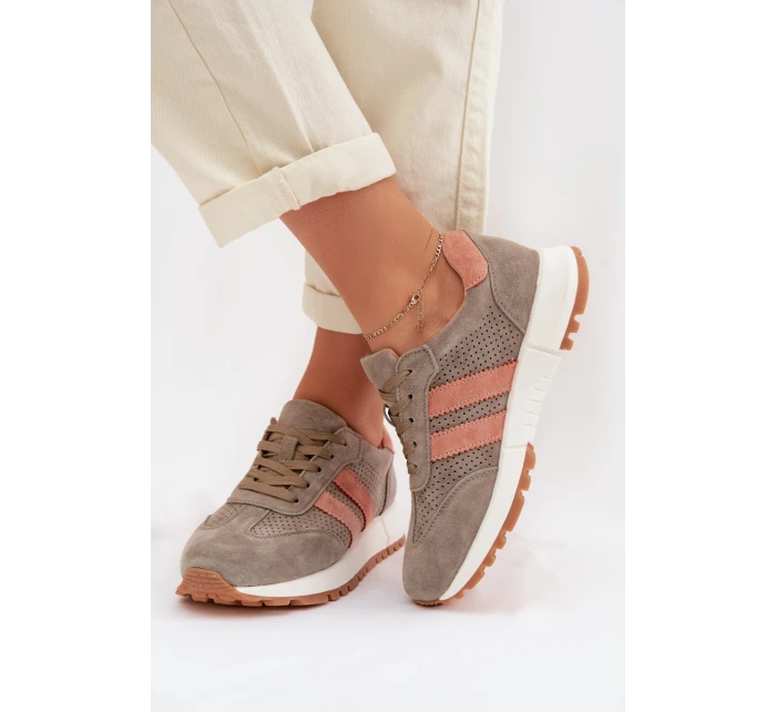 Dámské tenisky z přírodního semiše tmavě zelené Marceline