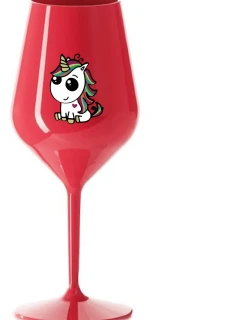 DUHOVÝ JEDNOROŽEC - červený nerozbitný pohár na víno 470 ml