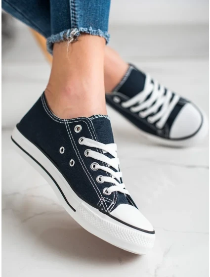 Trendy dámske modré tenisky bez podpätku Trendy dámske modré tenisky bez podpätku