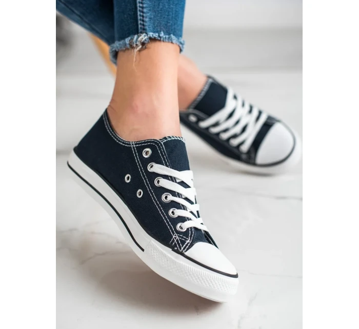 Trendy dámske modré tenisky bez podpätku Trendy dámske modré tenisky bez podpätku