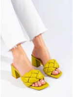 Pohodlné nazouváky zelené dámské na širokém podpatku Pohodlné nazouváky zelené dámské na širokém podpatku