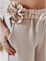 Dámské máslové kalhoty s květinami light beige Dstreet model 21984420 - FashionStreet