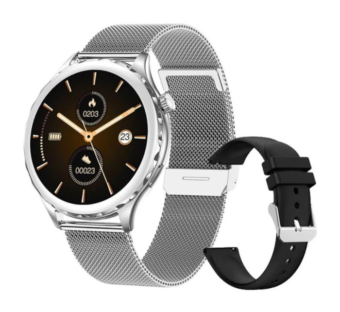 Dámské chytré hodinky Silver + Black Strap model 21804965 - RUBICON Dámské chytré hodinky Silver + Black Strap model 21804965 - RUBICON