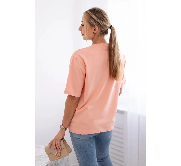 Bavlnená blúzka s marhuľovou potlačou srdca Bavlnená blúzka s marhuľovou potlačou srdca