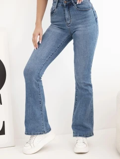 Dámské džíny s model 22010246 nohavicí a vysokým pasem modré - K-Fashion