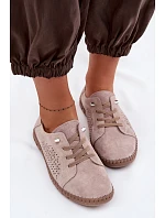 Dámske vetrané semišové čižmy Beige Feliva