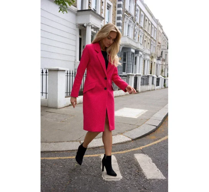 model 18863515 Kabát na knoflíky fuchsiový - Moe