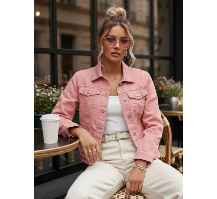 FashionStreet dámska ružová džínsová bunda TY5597 FashionStreet dámska ružová džínsová bunda TY5597