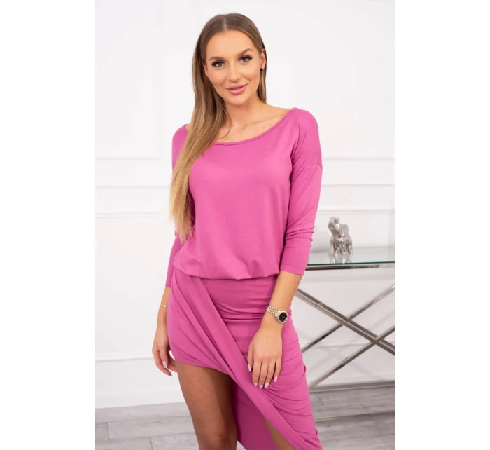 Asymetrické šaty, 3/4 rukávy, růžové Asymetrické šaty, 3/4 rukávy, růžové