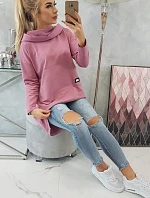 Mikina s kapucňou s dlhým chrbtom tmavo ružová