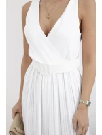 Plisovaný viskózový overal ecru