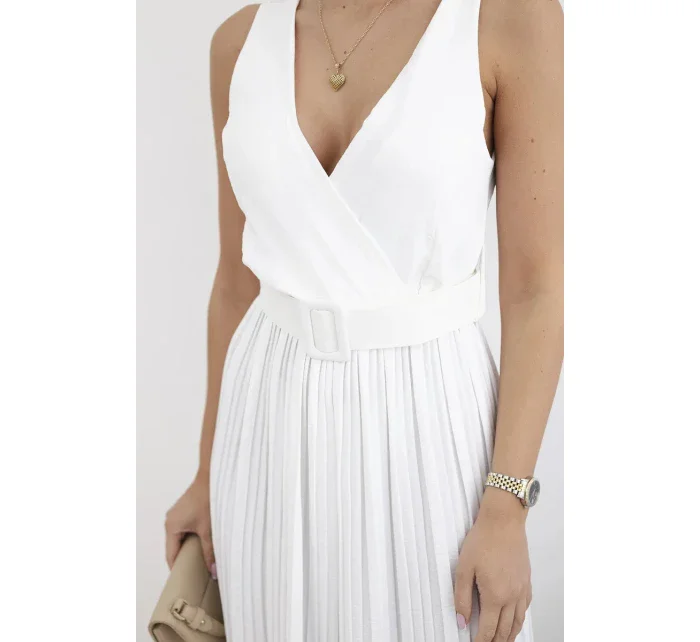 Plisovaný viskózový overal ecru