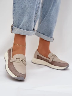 Damskie Skórzane Mokasyny D&A TW210 Szare