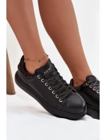 Dámské tenisky z pravé kůže model 21711761 Černé - Goe Dámské tenisky z pravé kůže model 21711761 Černé - Goe