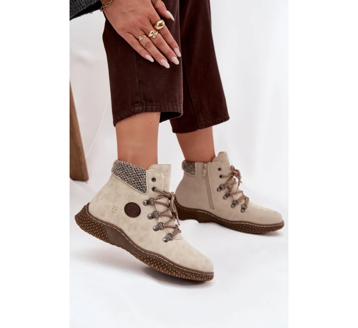 Ocieplane Botki Trapery Damskie Jasnobeżowe Zenaya Ocieplane Botki Trapery Damskie Jasnobeżowe Zenaya