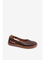 Kožené baleríny Barefoot model 22073665 Čokoládové - Zazoo