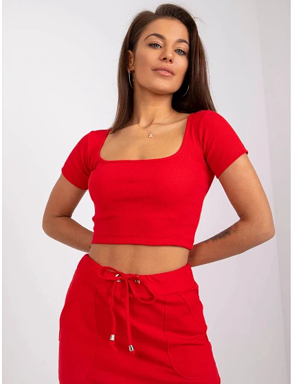 Dámské tričko TOP RV TS model 20776226 Červená - Rue Paris Dámské tričko TOP RV TS model 20776226 Červená - Rue Paris