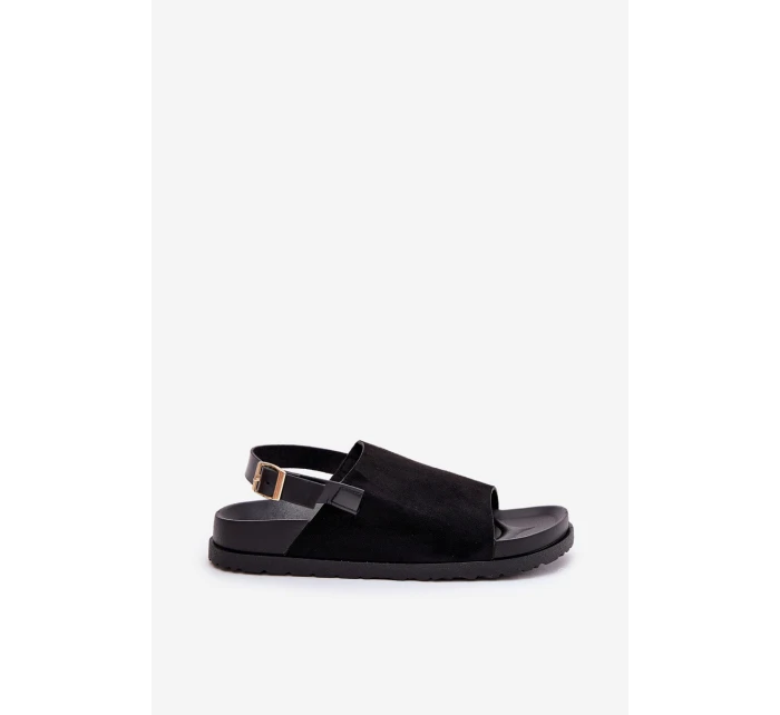 Sandały Damskie Z Eko Zamszu Na Platformie Czarne Migola