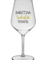 BABIČČINA TEKUTÁ TERAPIE - čirá nerozbitná sklenice na víno 470 ml