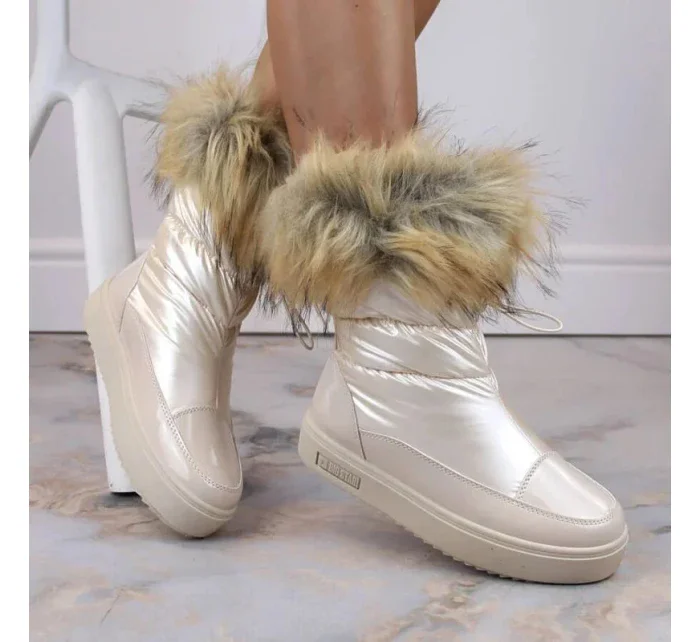 Dámske snežnice INT1924B s umelou kožušinou MM274380 Light beige - Big Star Dámske snežnice INT1924B s umelou kožušinou MM274380 Light beige - Big Star
