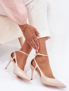 Dámske lakované lodičky LE151P Beige - Seastar