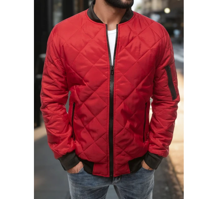 Pánska prešívaná bunda bomber červená TX2210