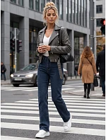 Dámske džínsy so širokými nohavicami a vysokým pásom, tmavomodré, FashionStreet UY3099 Dámske džínsy so širokými nohavicami a vysokým pásom, tmavomodré, FashionStreet UY3099