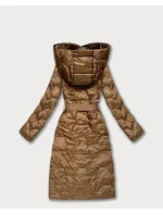 Prešívaný kabát v ťavej farbe s opaskom Libland (LD-7806)