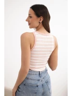 Dámsky bavlnený pruhovaný top bez rukávov Powder Pink