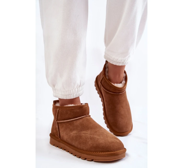 Damskie Zamszowe Niskie Śniegowce Camel Shelie Damskie Zamszowe Niskie Śniegowce Camel Shelie