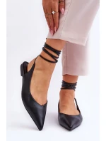 Damskie Wiązane Baleriny W Szpic Czarne Turriso Damskie Wiązane Baleriny W Szpic Czarne Turriso