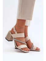 Dámské elegantní sandály na podpatku béžové D&A model 21656019 - S.Barski Dámské elegantní sandály na podpatku béžové D&A model 21656019 - S.Barski