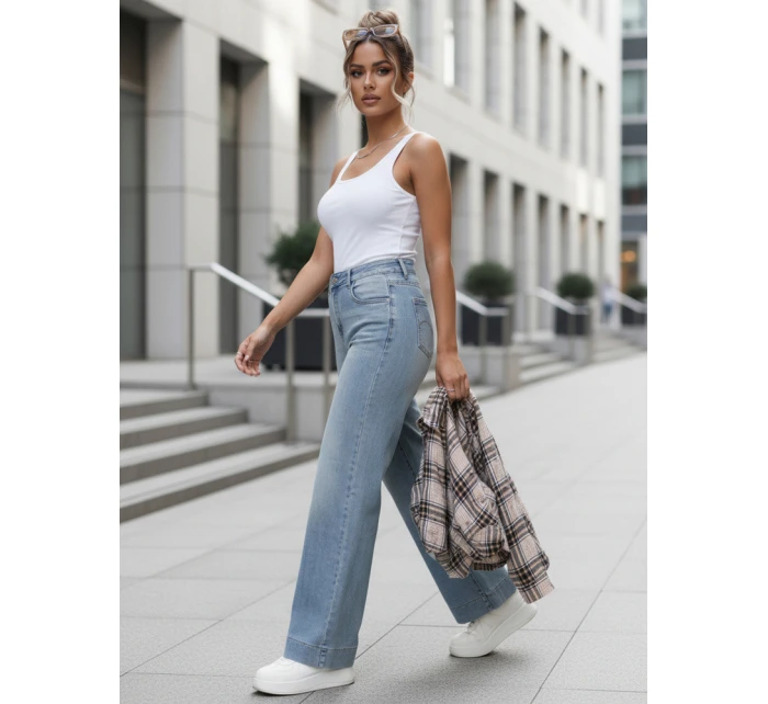 Dámske široké džínsy modré FashionStreet UY2907